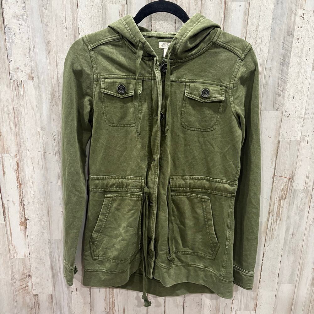 Lucky Brand Olive Green Utility Cotton Full Zip Hoodie Womens XS Military